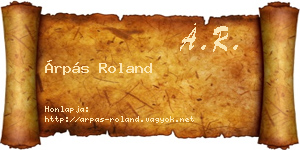 Árpás Roland névjegykártya